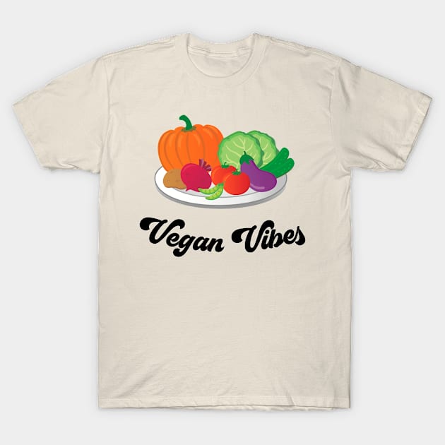 Vegan Vibes Vegetable Plate T-Shirt by Whimsical Frank